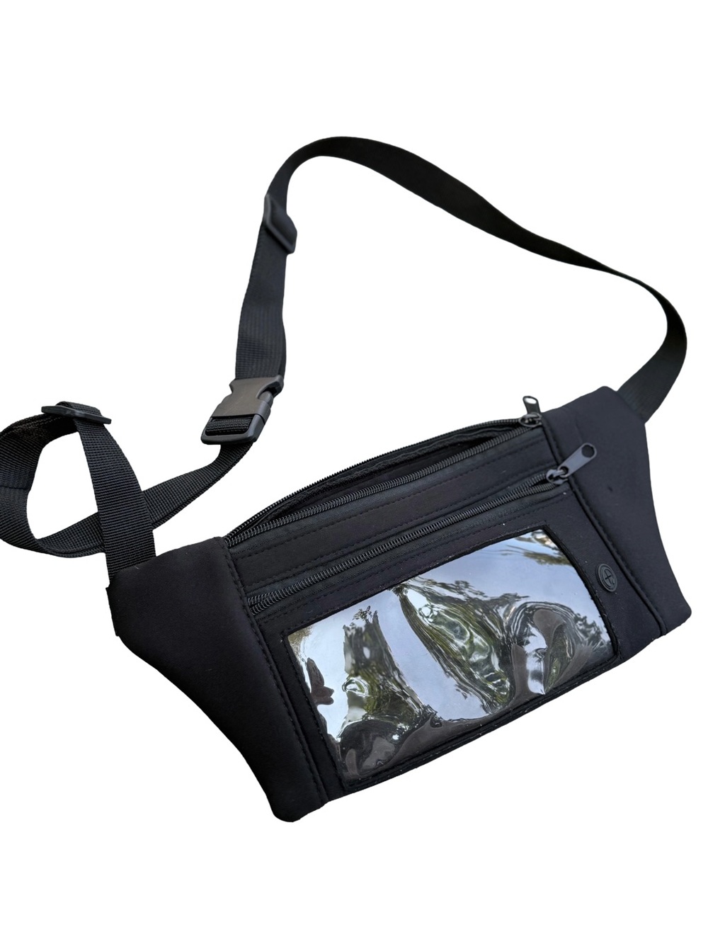 Black Men’s Travel Waist Pack with Clear ID Window
